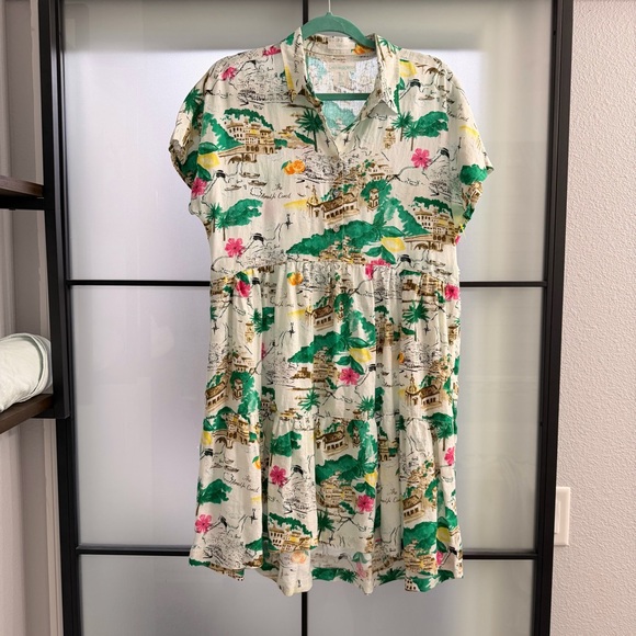 Cynthia Rowley Dresses & Skirts - Cynthia Rowley 100% Linen Amalfi Coast Novelty Print Tiered Dress Small Boho